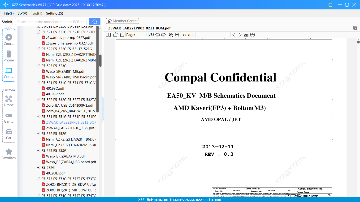 Laptop ACER Z5WAK_LAB221PR03_0211_BOM